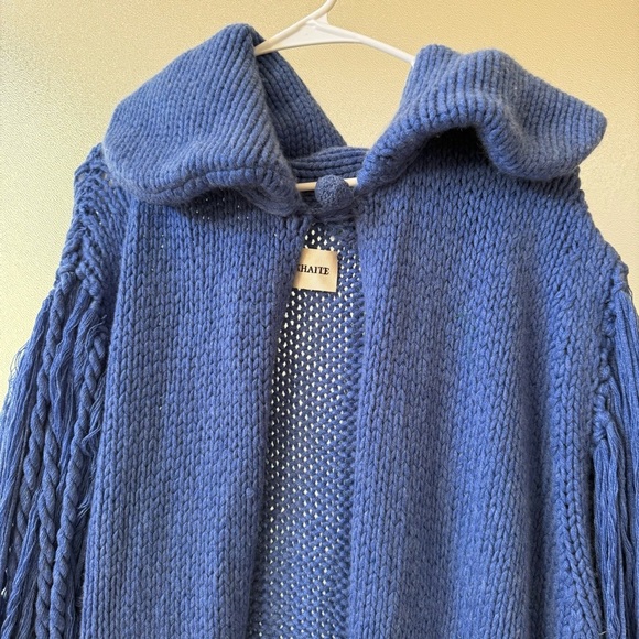 KHAITE Fringe Olwen Longline Knit Sleeveless Sweater Cardigan Blue O/S - Picture 4 of 6